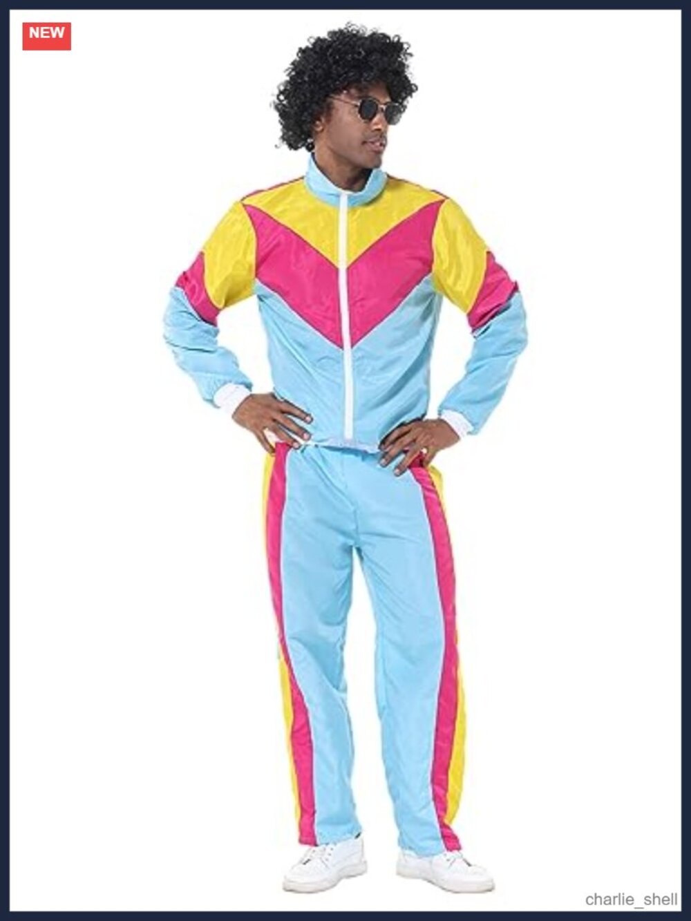 80s Outfit Men Tracksuit Colorblock Zip Jacket Costume Set